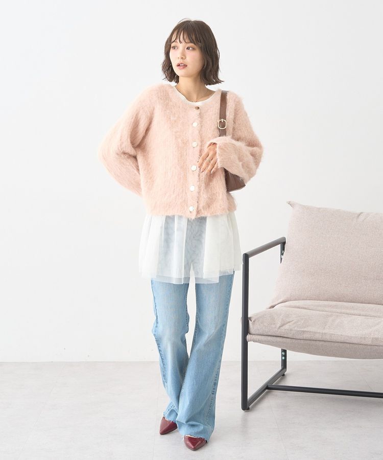 earth music&ecology「クルーネックシャギーカーディガン」|カーディガン|