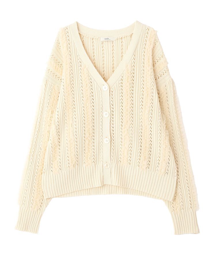 earth music&ecology「チュールフリルニットカーディガン」|カーディガン|