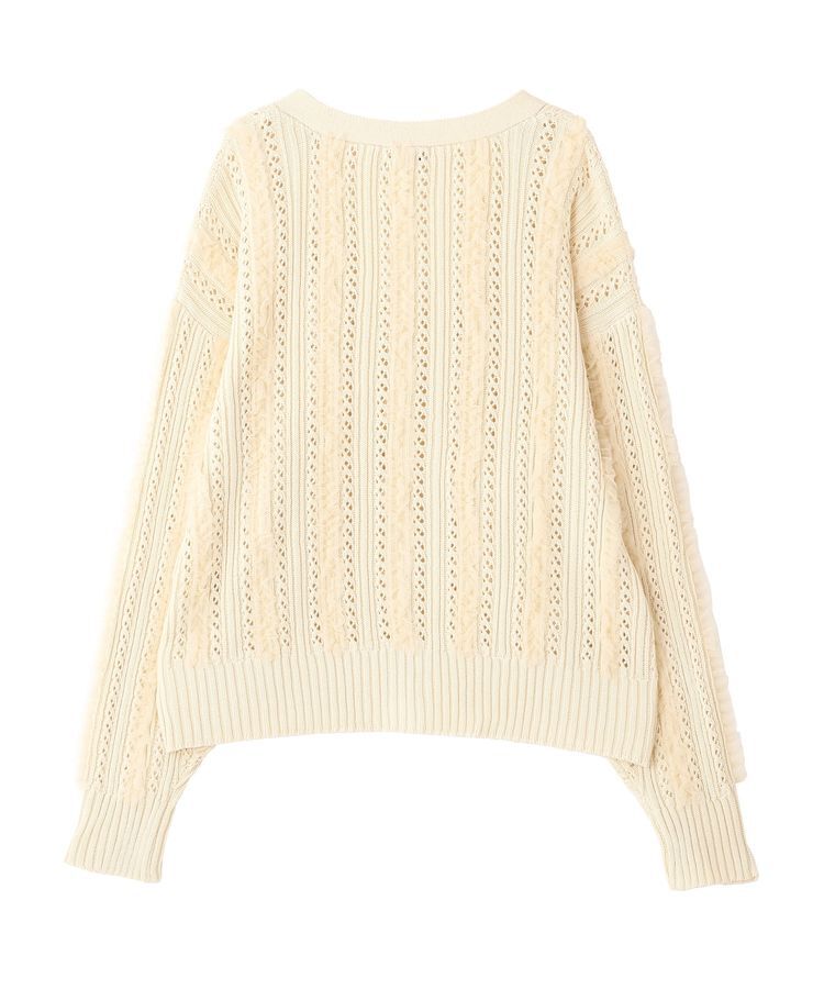 earth music&ecology「チュールフリルニットカーディガン」|カーディガン|