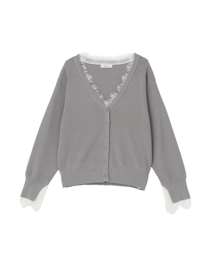 earth music&ecology「レーストリムカーディガン」|カーディガン|