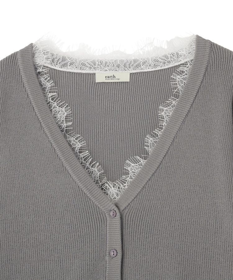earth music&ecology「レーストリムカーディガン」|カーディガン|