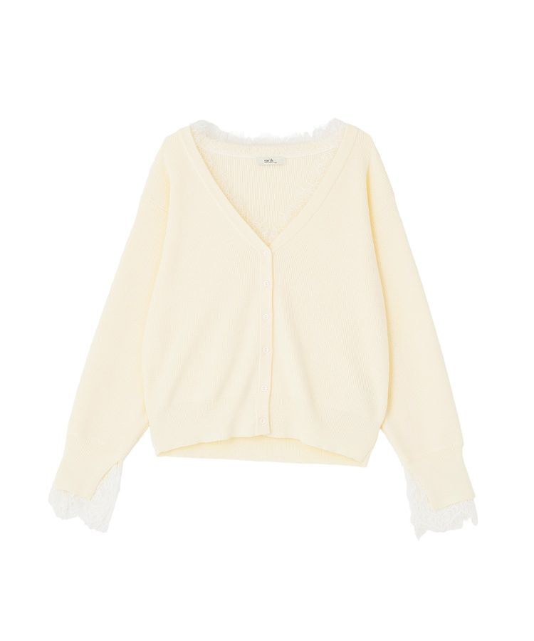 earth music&ecology「レーストリムカーディガン」|カーディガン|
