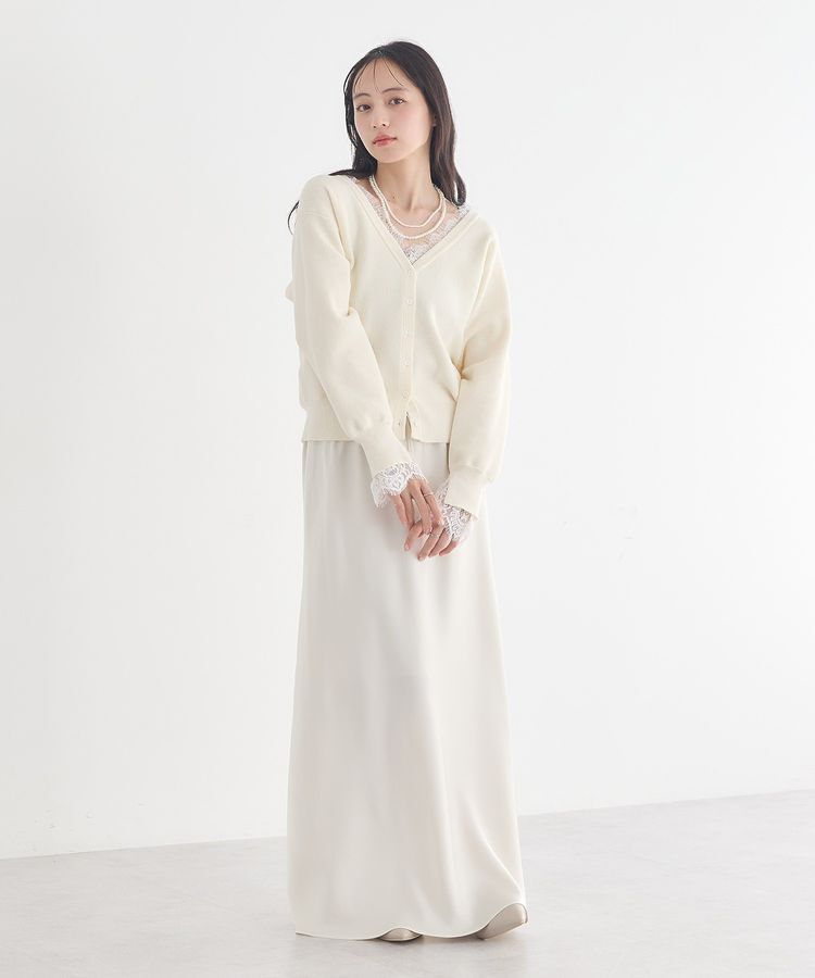 earth music&ecology「レーストリムカーディガン」|カーディガン|