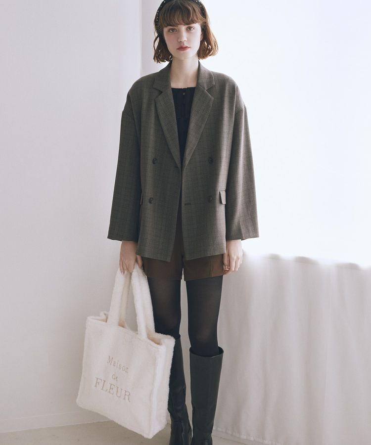 Maison de FLEUR「ファーブランドロゴ刺繍スクエアトートバッグ」|トートバッグ|