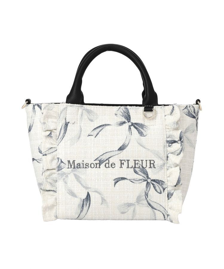 Maison de FLEUR「ツイードリボンプリント2WayバッグS」|ハンドバッグ|