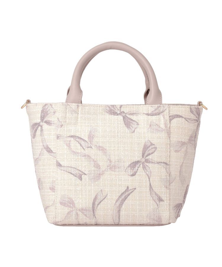 Maison de FLEUR「ツイードリボンプリント2WayバッグS」|ハンドバッグ|
