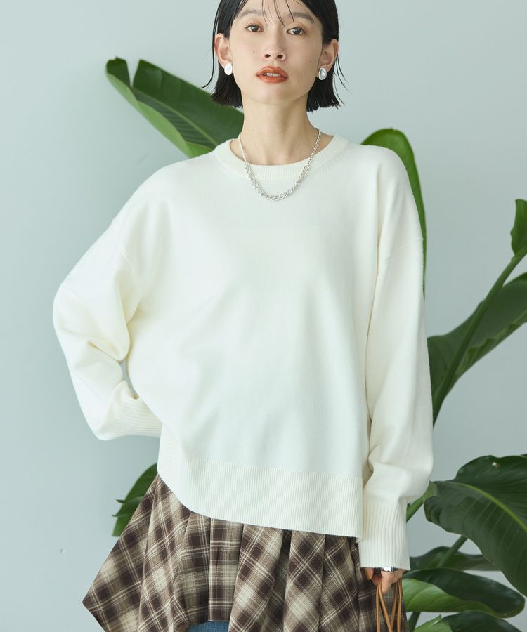 AMERICAN HOLIC「【WEB限定】バイパチサイドスリットニットプルオーバー＜静電気軽減＞」|ニット・セーター|Ivory