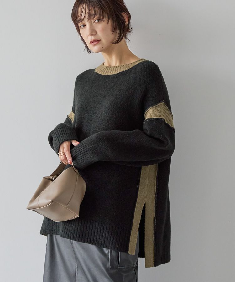 AMERICAN HOLIC「バイカラーニットプルオーバー【WEB限定カラー有り】」|ニット・セーター|Black