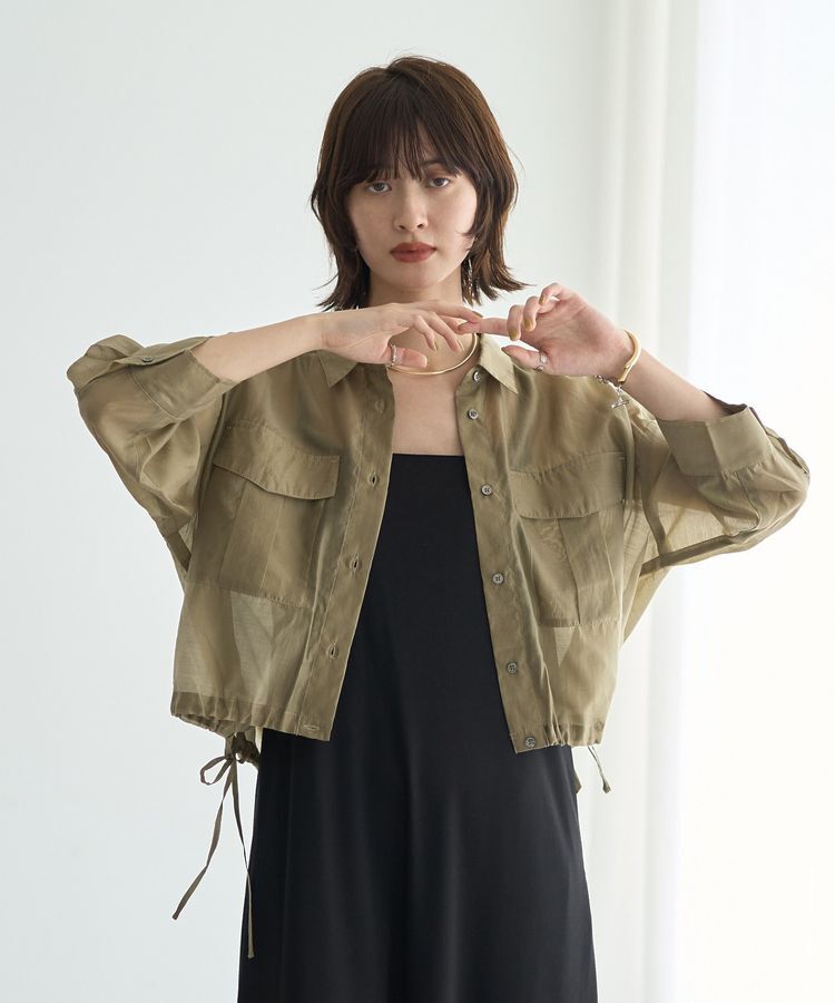 YECCA VECCA「【2点SET】シアーシャツ&times;Aラインキャミワンピース」|ワンピース|