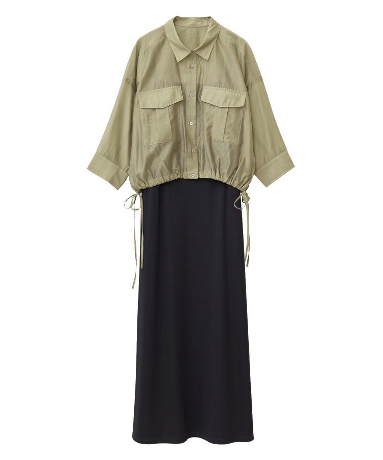 YECCA VECCA「【2点SET】シアーシャツ&times;Aラインキャミワンピース」|ワンピース|