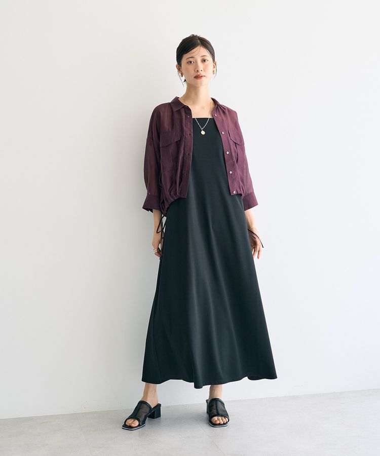 YECCA VECCA「【2点SET】シアーシャツ&times;Aラインキャミワンピース」|ワンピース|Purple