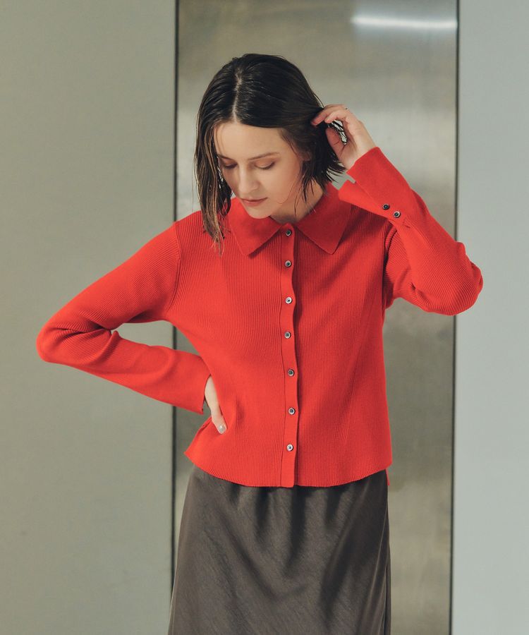 YECCA VECCA「襟付きニットカーディガン」|カーディガン|Red