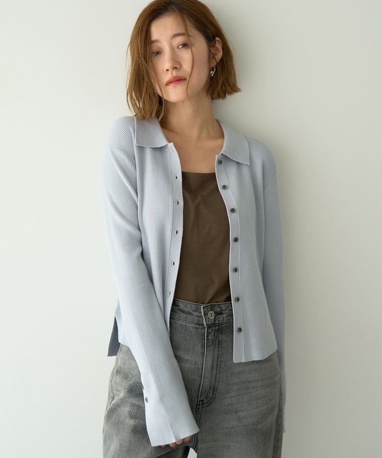 YECCA VECCA「襟付きニットカーディガン」|カーディガン|Sax