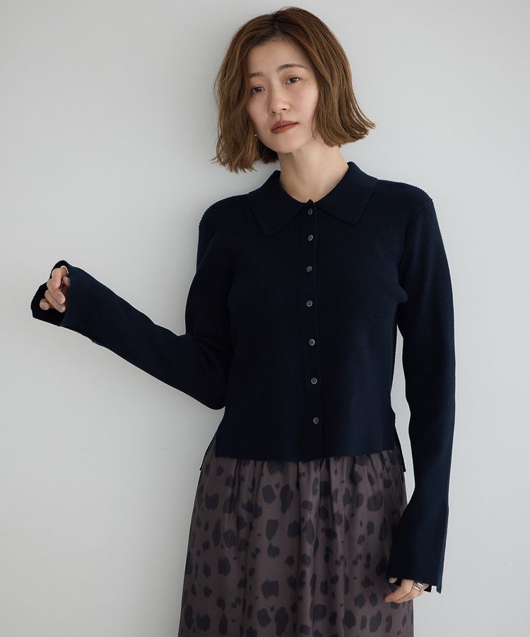 YECCA VECCA「襟付きニットカーディガン」|カーディガン|Navy