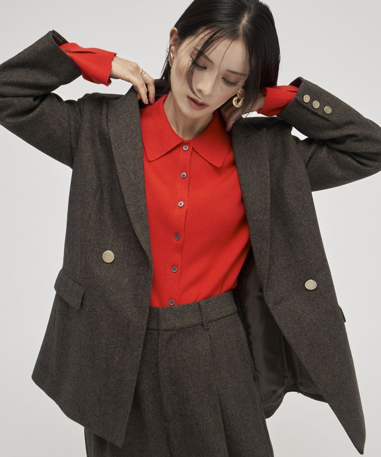 YECCA VECCA「襟付きニットカーディガン」|カーディガン|