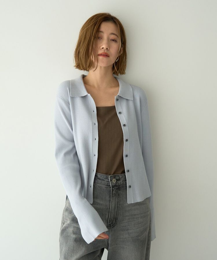 YECCA VECCA「襟付きニットカーディガン」|カーディガン|