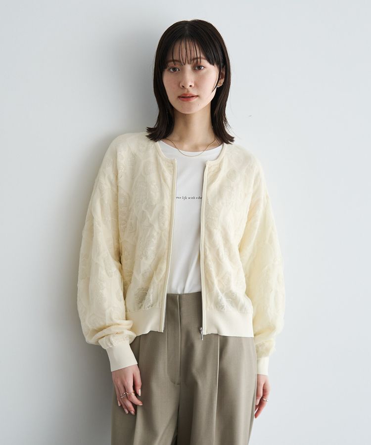 YECCA VECCA「ふくれジャガードニットブルゾン」|ブルゾン・スタジャン|