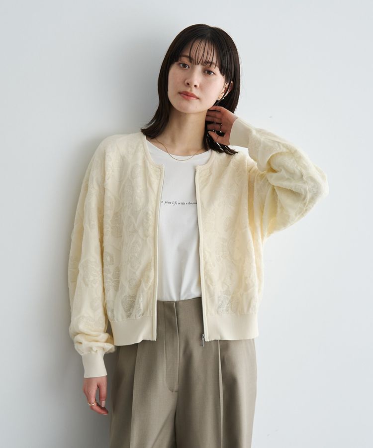 YECCA VECCA「ふくれジャガードニットブルゾン」|ブルゾン・スタジャン|