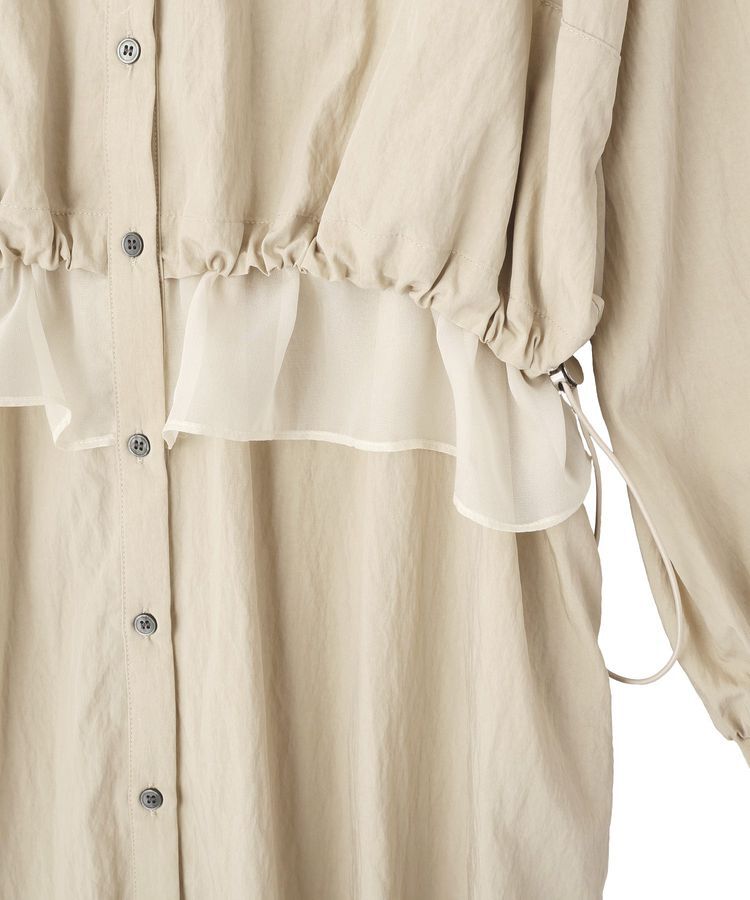 Editt by YECCA VECCA「シアーMIXドロストデザインシャツワンピース」|ワンピース|