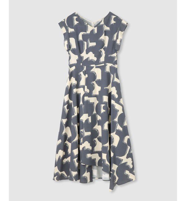 allureville「モダンジオメトリックプリントワンピース」|ワンピース|グレー