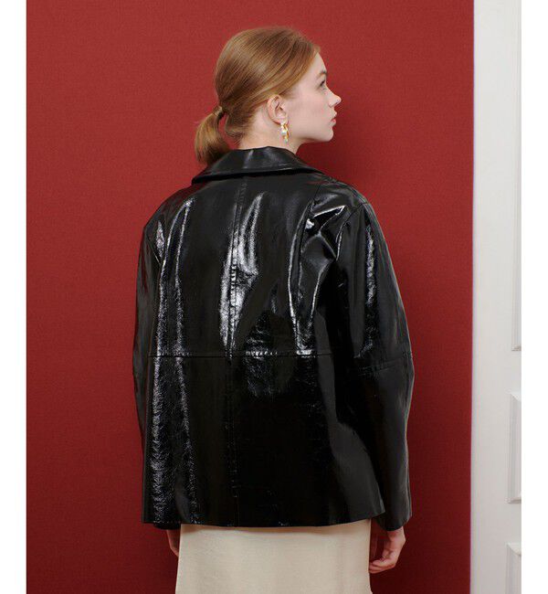 LOULOU WILLOUGHBY「【LOULOU WILLOUGHBY】クラッシュエナメルレザーブルゾン」|ブルゾン・スタジャン|