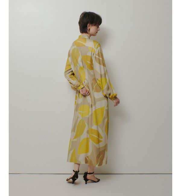 allureville「FASACリーフプリントギャザーワンピース」|ワンピース|