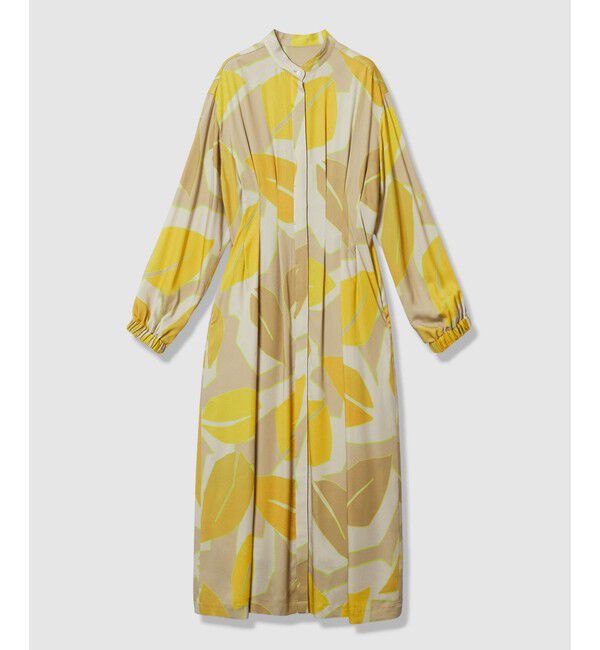 allureville「FASACリーフプリントギャザーワンピース」|ワンピース|