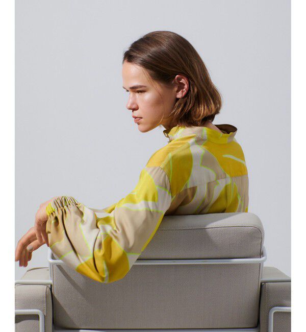 allureville「FASACリーフプリントギャザーワンピース」|ワンピース|