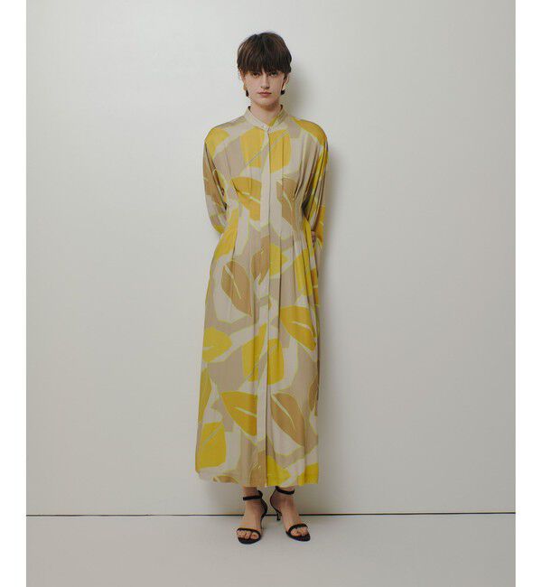 allureville「FASACリーフプリントギャザーワンピース」|ワンピース|