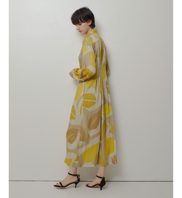 allureville「FASACリーフプリントギャザーワンピース」|ワンピース|