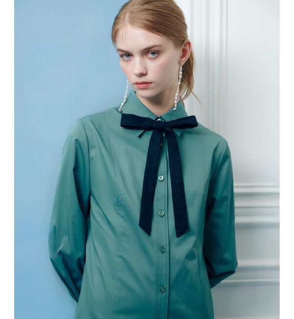 LOULOU WILLOUGHBY「【LOULOU WILLOUGHBY】メモリーツイルティアードシャツワンピース」|ワンピース|ミントグリーン