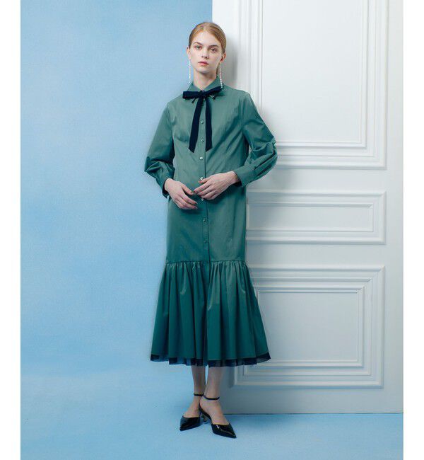 LOULOU WILLOUGHBY「【LOULOU WILLOUGHBY】メモリーツイルティアードシャツワンピース」|ワンピース|