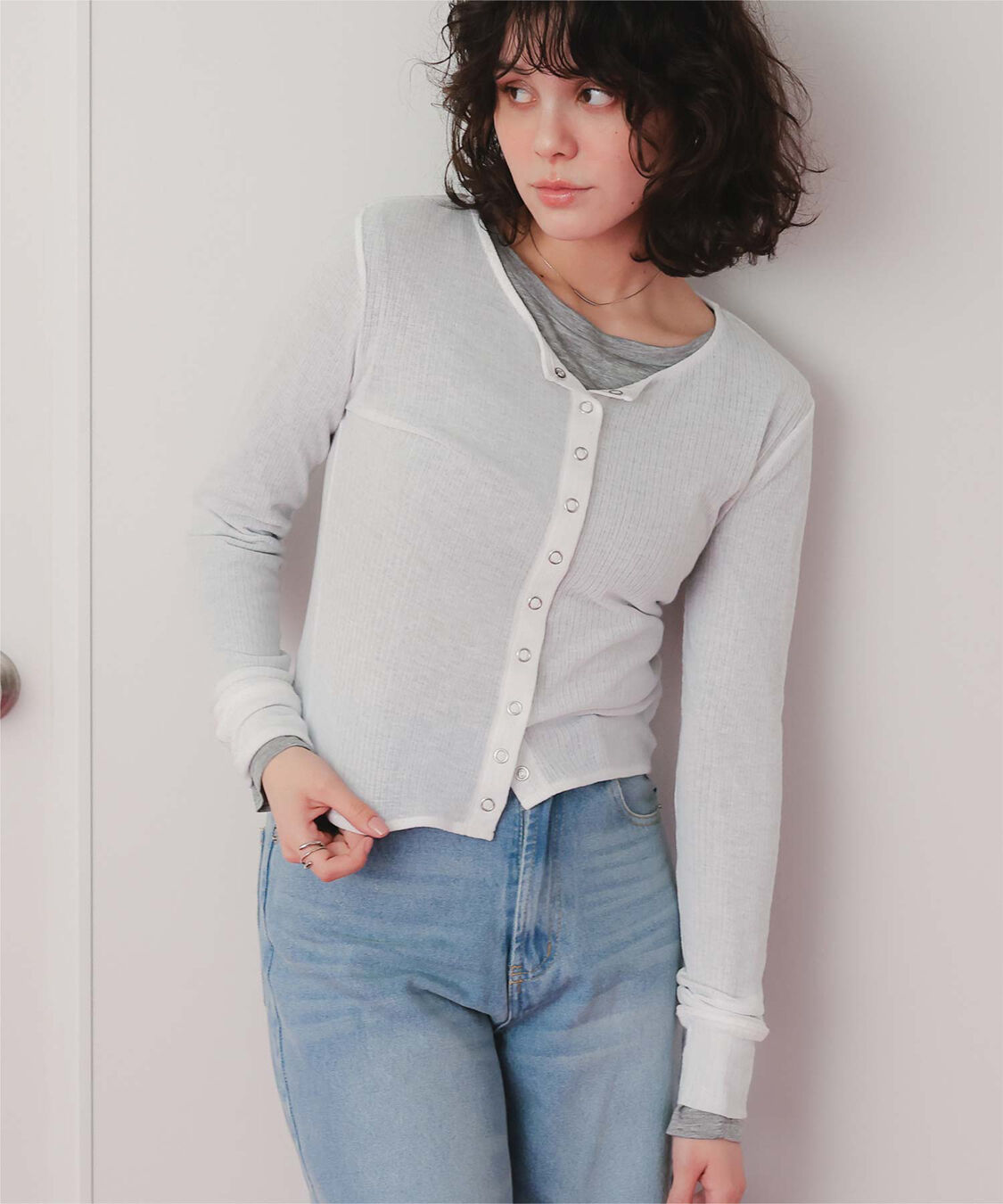 titivate「シアーテレコカーディガン」|ニット・セーター|オフホワイト