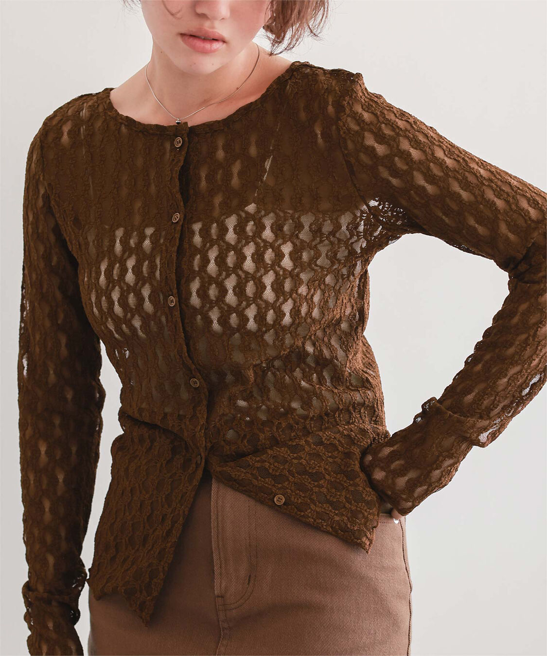 titivate「前後2wayアソートカットカーディガン」|カーディガン|ブラウン