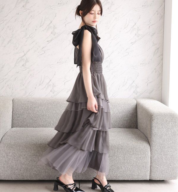  「肩リボンティアードキャミワンピ」|ワンピース|