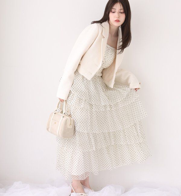  「肩リボンティアードキャミワンピ」|ワンピース|