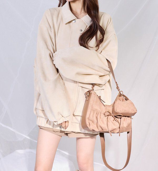  「ミニバッグチャーム付きドロストリボンバッグ」|ショルダー・メッセンジャー|