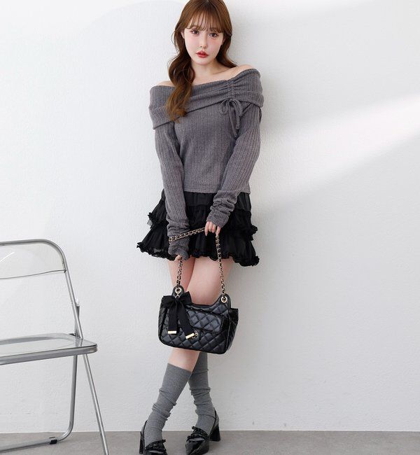  「ドロストリボンオフショルトップス」|プルオーバー|