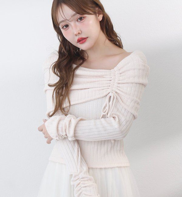  「ドロストリボンオフショルトップス」|プルオーバー|