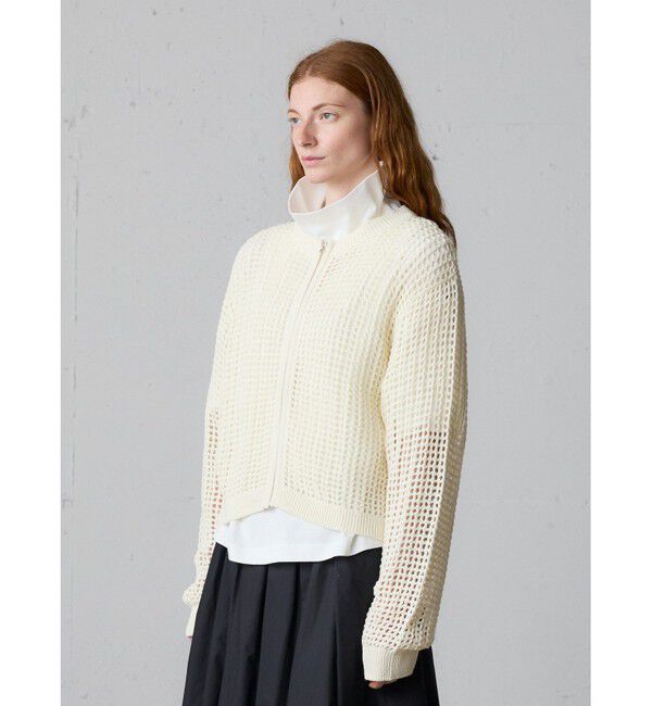 MidiUmi「MidiUmi メッシュニットジップカーディガン」|カーディガン|