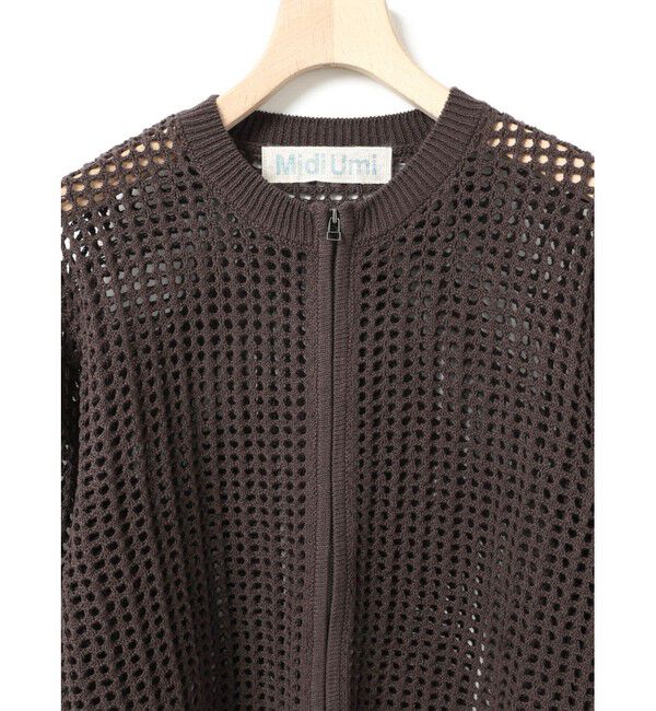 MidiUmi「MidiUmi メッシュニットジップカーディガン」|カーディガン|