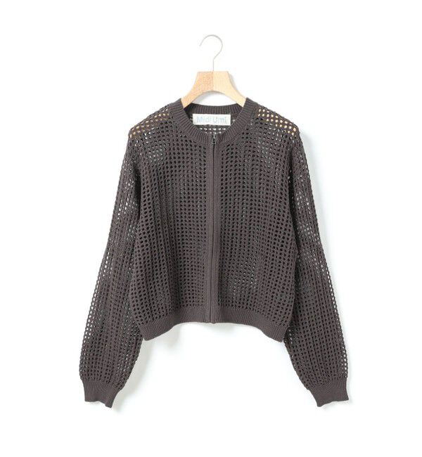 MidiUmi「MidiUmi メッシュニットジップカーディガン」|カーディガン|チャコールグレー