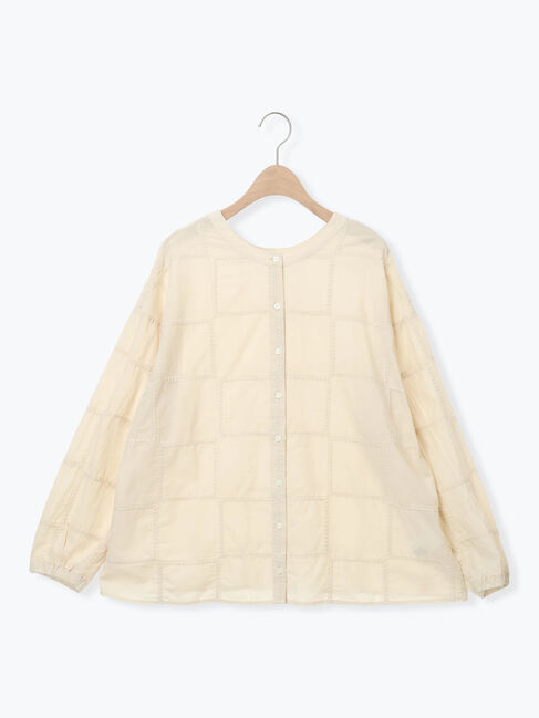 Samansa Mos2「スクエア刺繍バンドカラーブラウス」|シャツ・ブラウス|