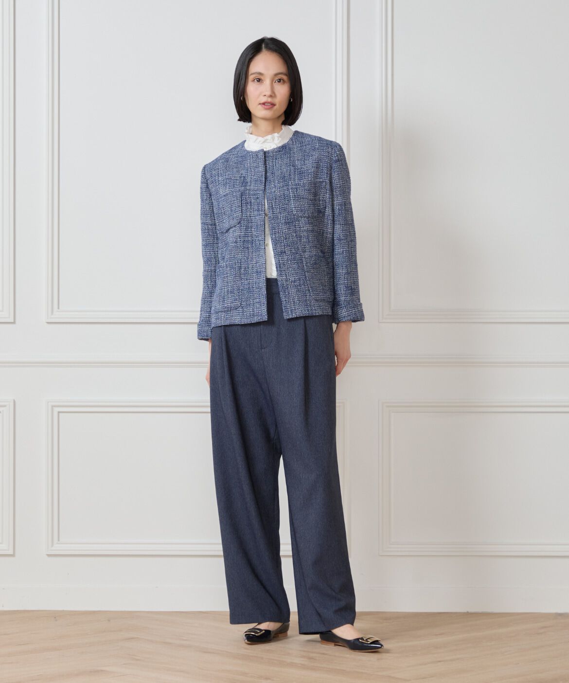 7-IDconcept.「《大きいサイズ》デニムライクワイドパンツ」|スラックス|