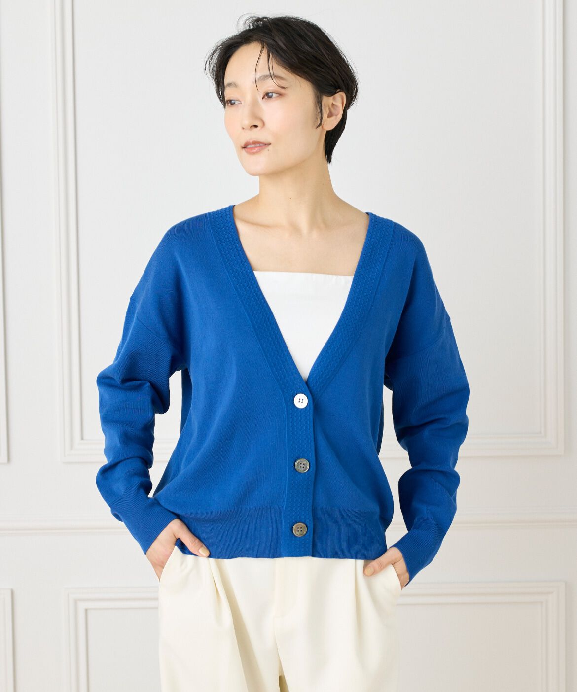 7-IDconcept.「《大きいサイズ》Ｖネックカーディガン」|カーディガン|
