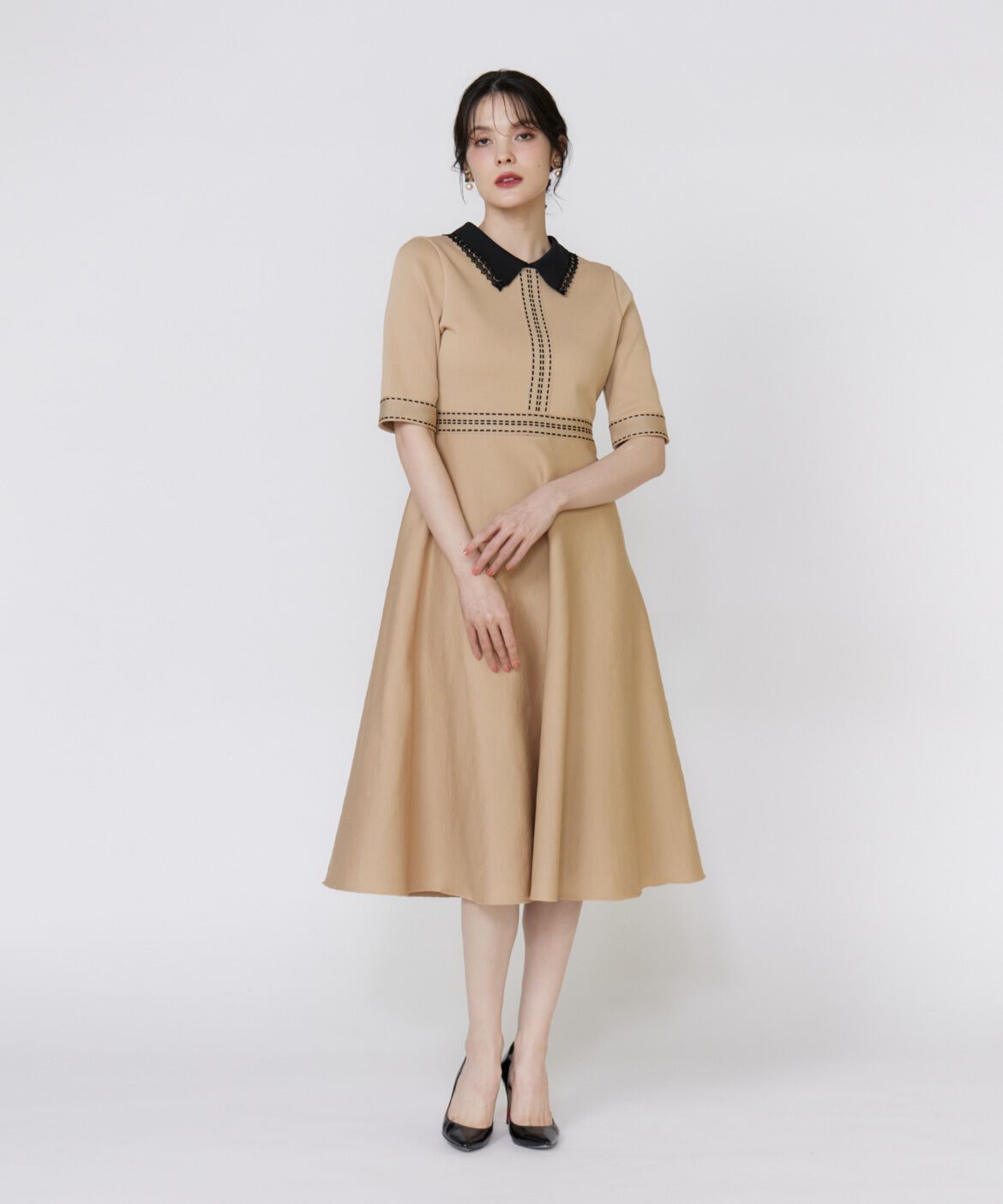 Maglie le cassetto「《M Maglie le cassetto》レース衿ニットワンピース」|ワンピース|