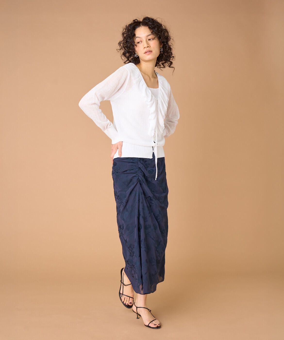 la veille by SUPERIOR CLOSET「ラメニットフリルカーディガン」|カーディガン|