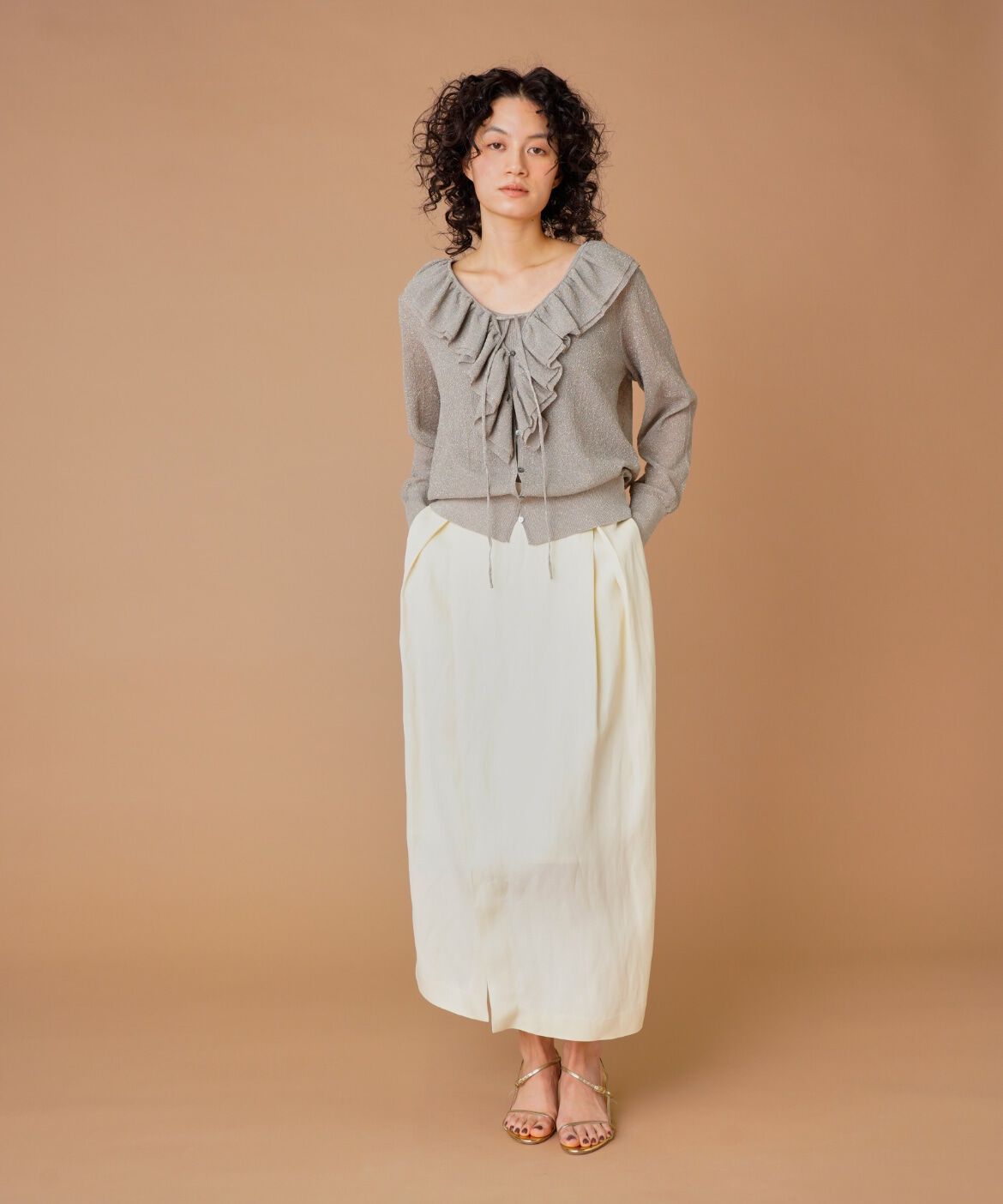 la veille by SUPERIOR CLOSET「ラメニットフリルカーディガン」|カーディガン|