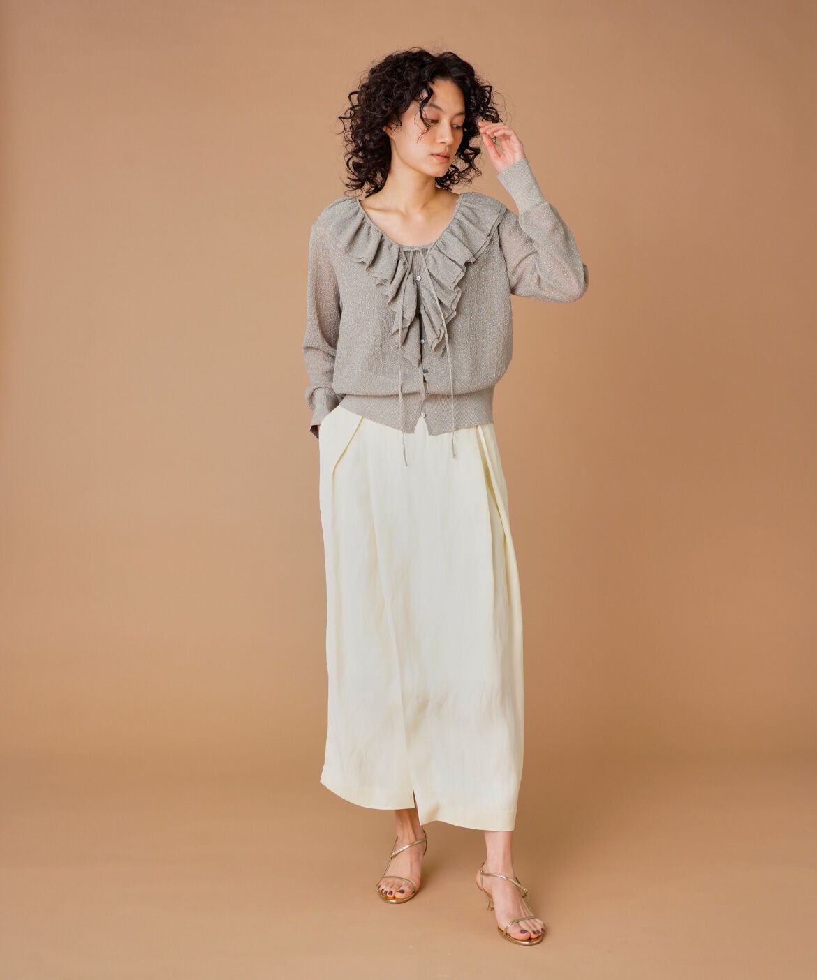 la veille by SUPERIOR CLOSET「ラメニットフリルカーディガン」|カーディガン|