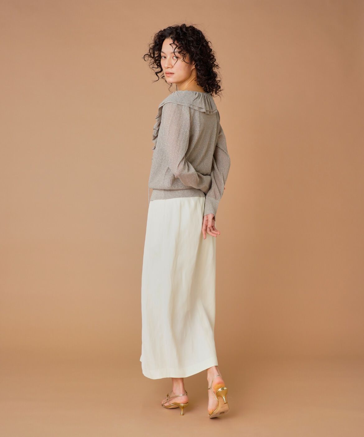 la veille by SUPERIOR CLOSET「ラメニットフリルカーディガン」|カーディガン|